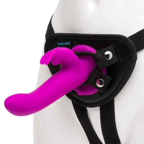 Happy Rabbit Vibrerende Voorbind Vibrator Met Harnas Paars - Image 3