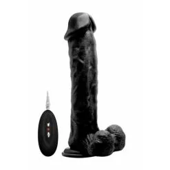 RealRock Realistische Vibrator Zwart Met Afstandsbediening 28 Cm